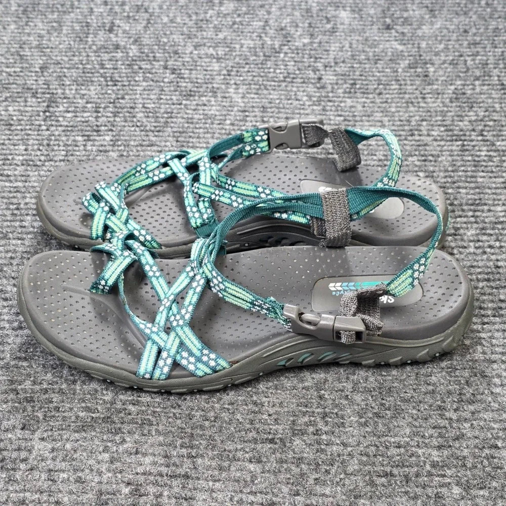 Skechers Outdoor Lifestyle Strappy Hiking Sandals Womens Size 10.5 Teal Toe Loop